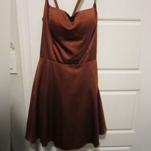 Elegant Brown Satin Dress